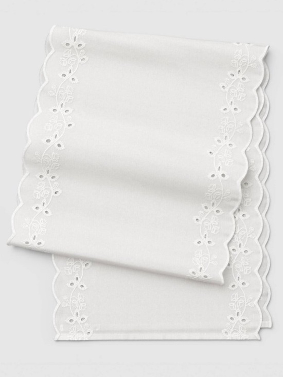 Threshold Other - NEW Threshold White Eyelet Scalloped 72” Table Runner